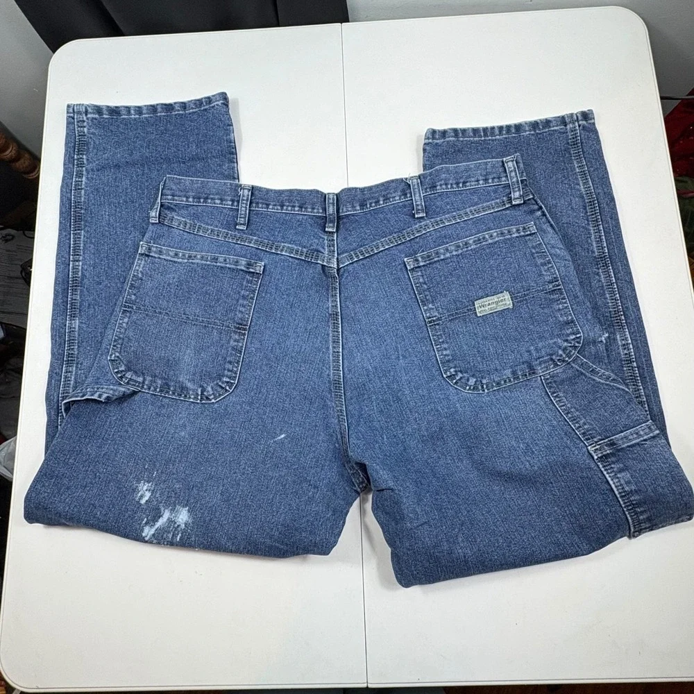 Wrangler‎ Carpenter Jeans Mens 38x30 Blue Denim Workwear Utility Pants